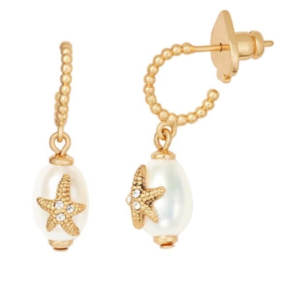 KATE SPADE • Sea Star Starfish Pearl Huggie Earrings